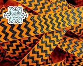 Black sparkly chevron printed on orange 7/8" grosgrain ribbon- Gorgeous in person- Halloween Il_170x135