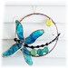 Sun Catcher Dragonfly Stained Glass Sculpture Iridescent Textured