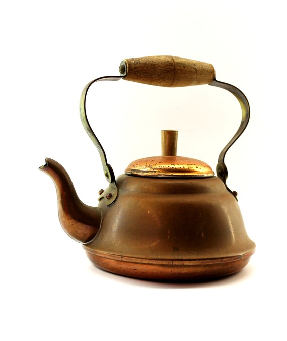 Copper Kettle with Wooden Handles