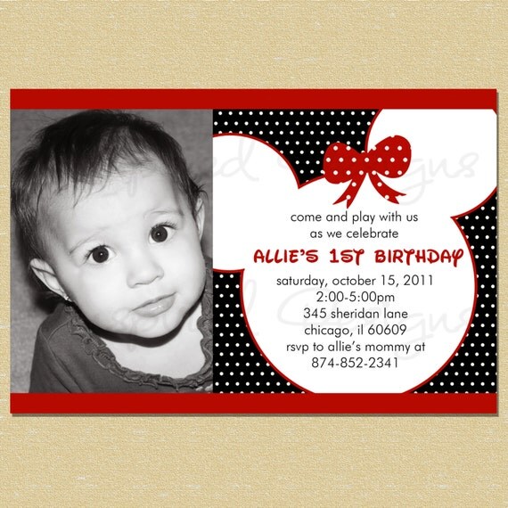 Mickey Mouse Red Birthday Invitation (With or Without Bow) Il_570xn
