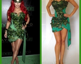 Sexy Kim Kardashian Poison Ivy Halloween Costume Comic con Custom made size XS,S,M,L