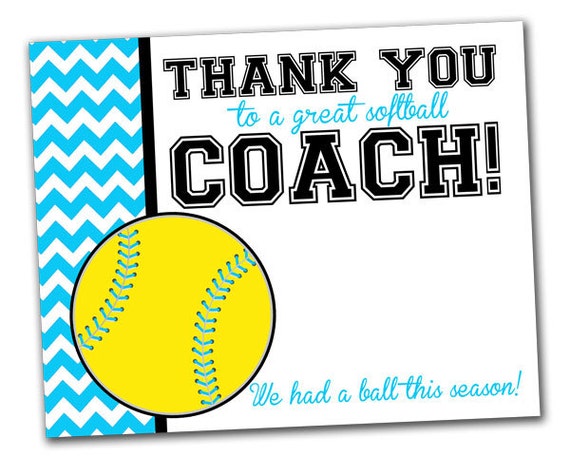 Team Thank You Card for Softball Coach INSTANT Download by khudd