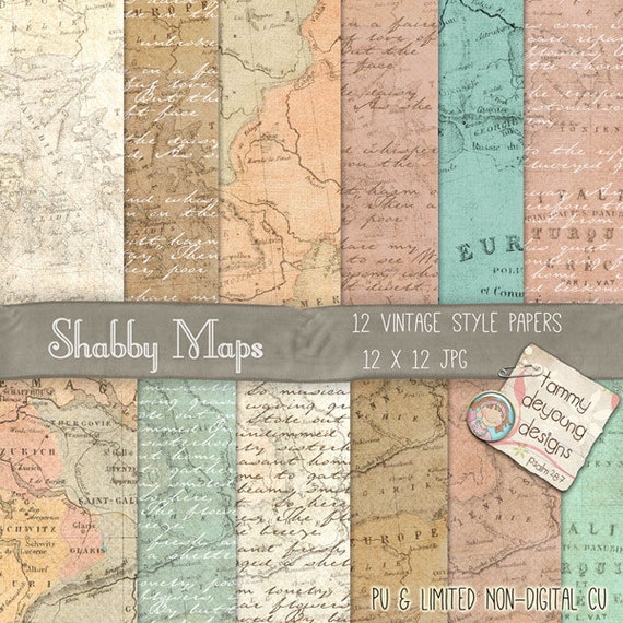 Map Digital Paper Old World Map Paper Printable Maps Shabby