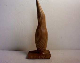 Stylized wood carving OOAK hand carved sculpture art gift for him her modern home decor hand made in Wisconsin by Old Bear Woodcarving