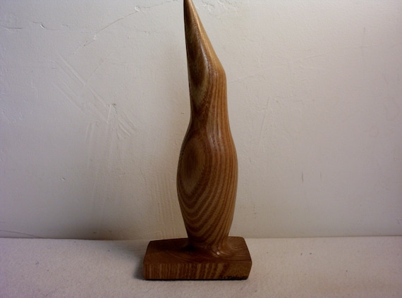 Stylized wood carving OOAK hand carved sculpture art gift for him her modern home decor hand made in Wisconsin by Old Bear Woodcarving
