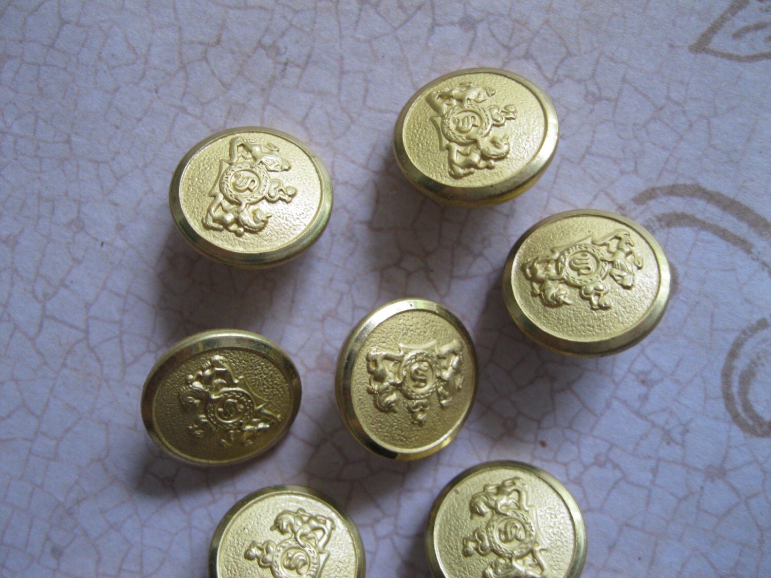 Waterbury Brass Buttons Lion and Unicorn. Sewing crafting