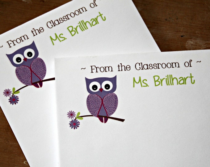 Teachers Gift From the Classroom of Super Cute Personalized Owl Notepads ~ Christmas Polyanna ~ Personalized stationery set