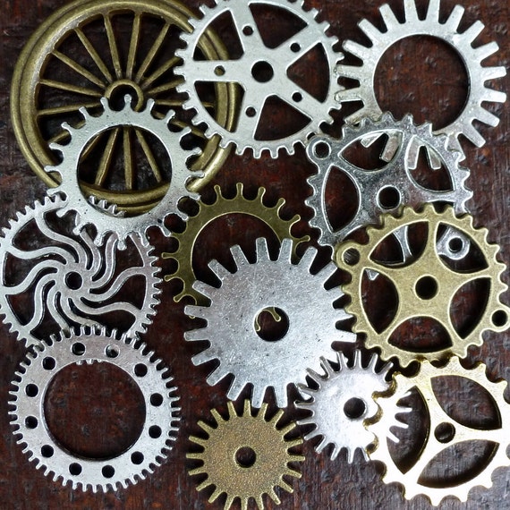 Wholesale Lot 13pcs Steampunk Victorian antique bronze silver gold pocket watch gears charm necklace lot 125 jewelry by UmbrellaLaboratory steampunk buy now online Wholesale Lot 13pcs Steampunk Victorian antique bronze silver gold pocket watch gears charm necklace lot 125 jewelry by UmbrellaLaboratory steampunk buy now online