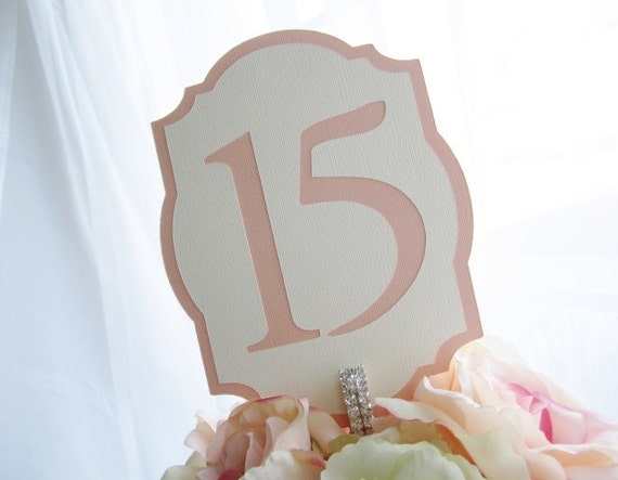 LIMITED - Peaches and Cream Freestanding Wedding Table Numbers- Choose Your Colors