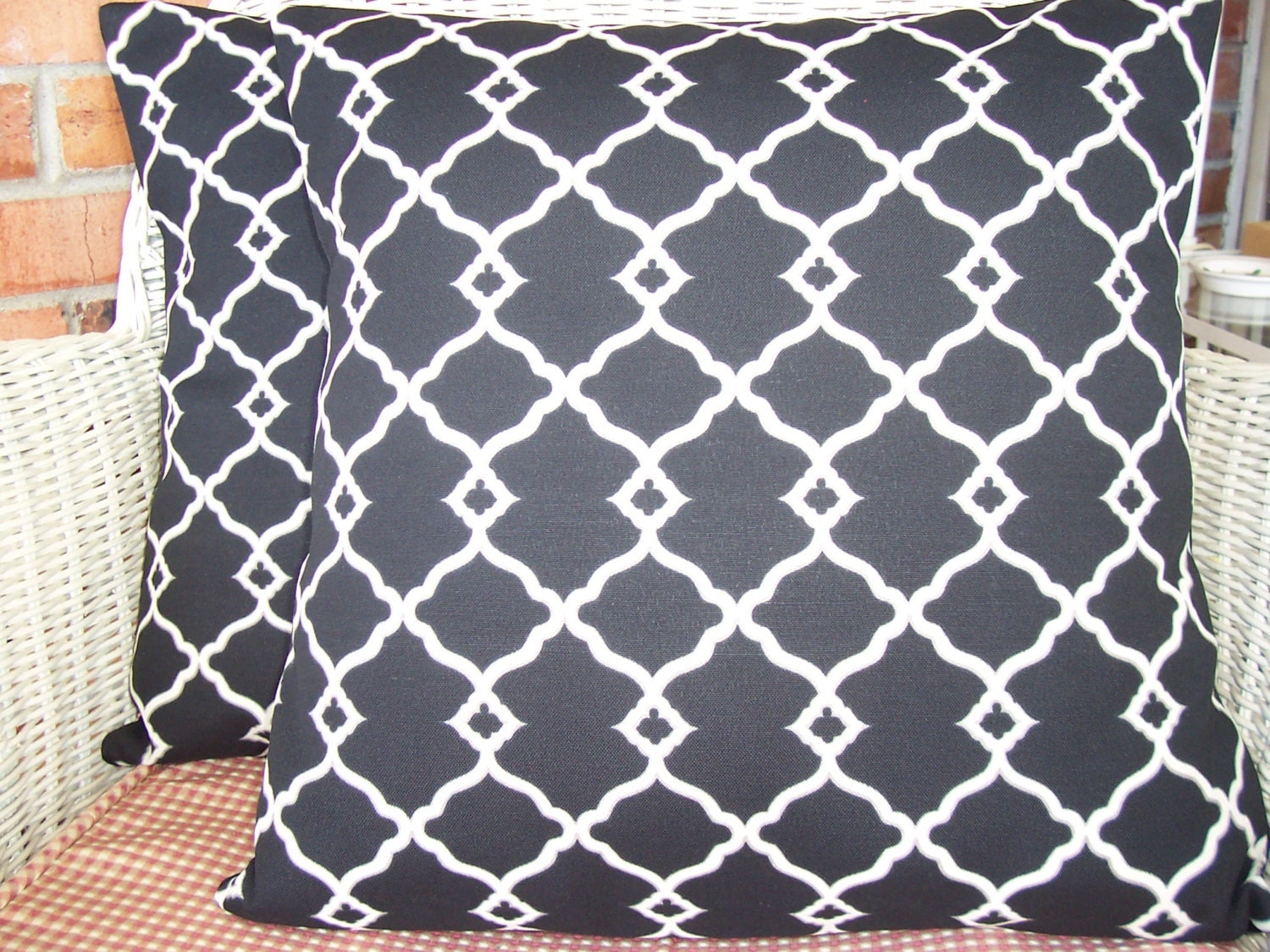 Black OUTDOOR Throw Pillows Decorative Cushion Covers Two