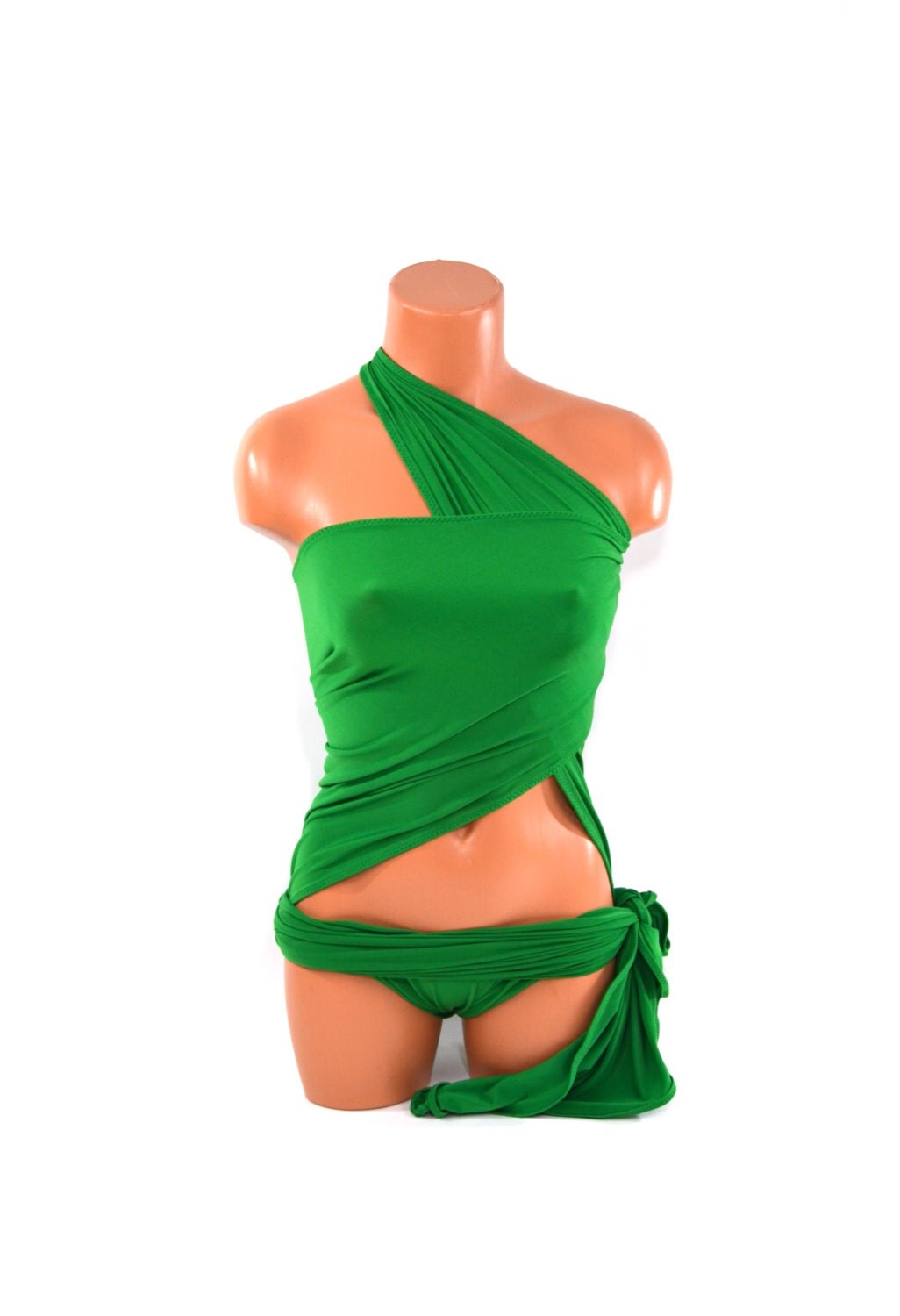 Large Bathing Suit Kelly Green Wrap Around Swimsuit by hisOpal