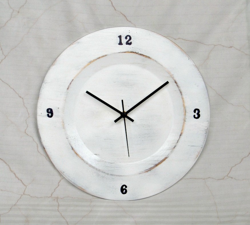 White French Country Kitchen Shabby Chic Wall Clock Upcycled