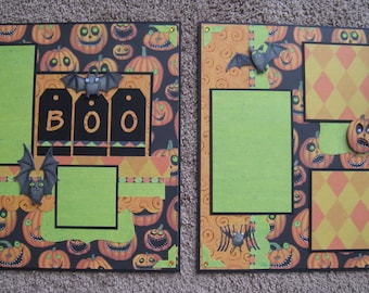 Scrapbook Layout - Sale - 20% Off - Jack-O-Lantern Fun Halloween 12 x 12 Two Page