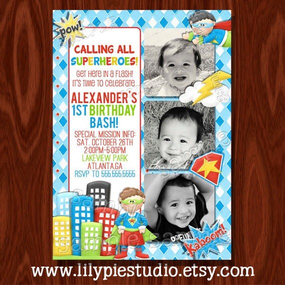 NEW - Superhero Birthday Party Invitation Printable Digital File Il_570xn