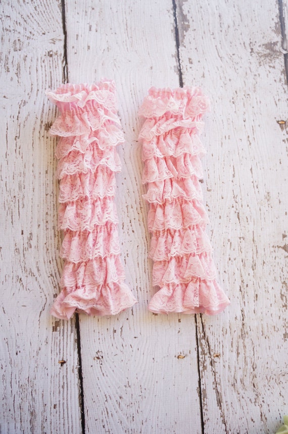 Lace Leg Warmers pink ruffle Leg Warmer Girls by PoshPeanutKids