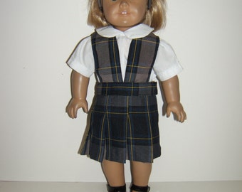 18 inch doll School Uniform Split Bib Jumper Plaid 87