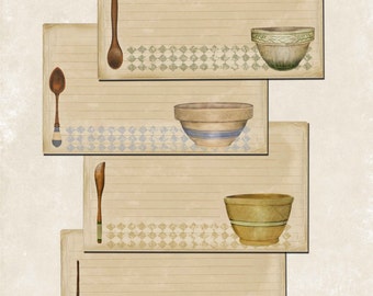 Recipe Cards, download, print, primitive, farmhouse,