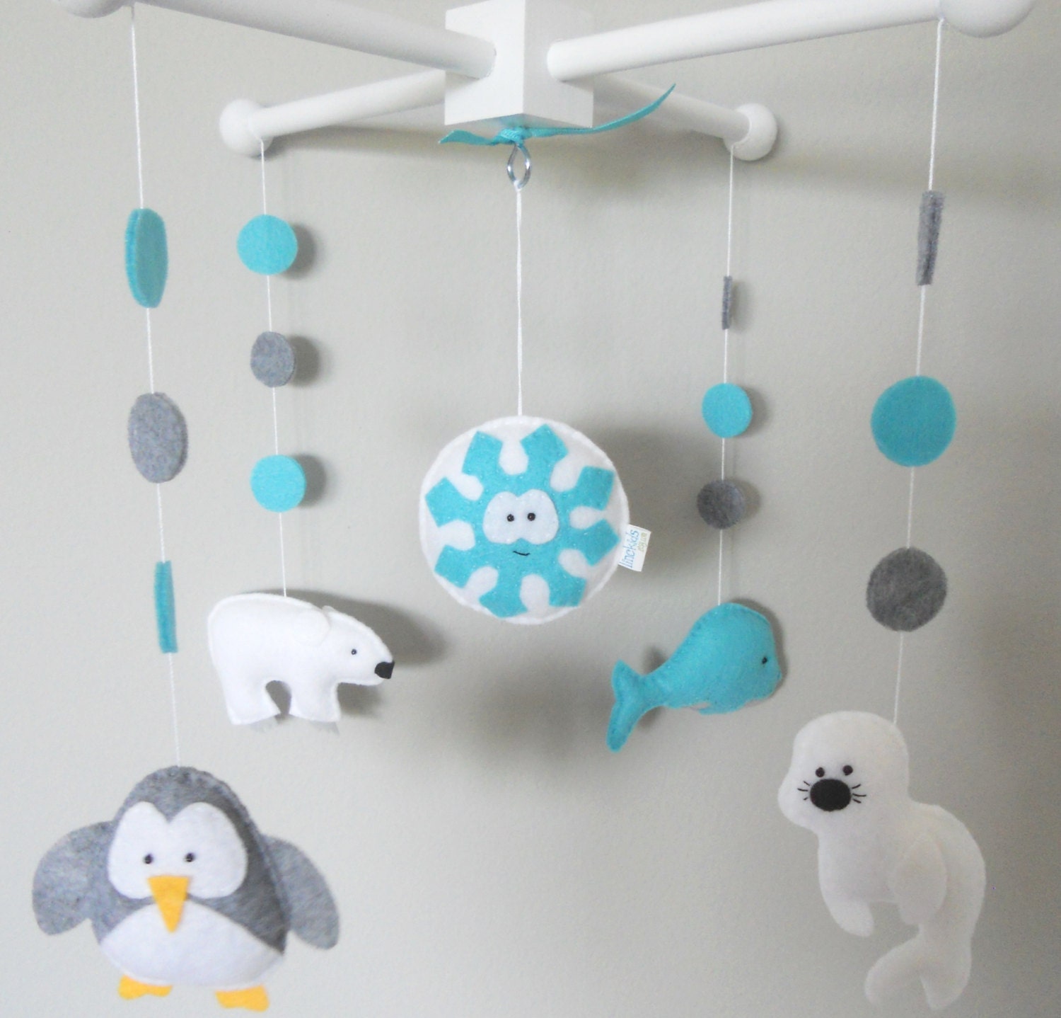 Baby Crib Mobile Artic Antartic Crib MobileWhale Seal by LincKids