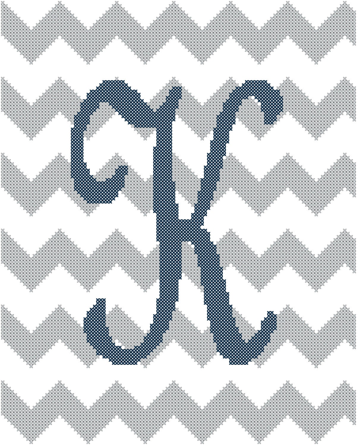 Monogram Cross Stitch Pattern/Modern Monogram Cross Stitch