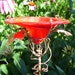 Hostess Gift, BUTTERFLY and BIRD Feeder, stained glass, Garden Art, copper art, Sunset Red
