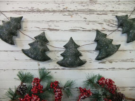 primitive christmas tree garland winter decor primitive christmas tree garland winter decor