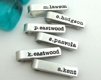 Groomsmen Skinny Tie Clips - Hand Stamped Personalized Tie Clips - Men's Wedding Party Gifts for Groomsmen Groom, any number available (003)