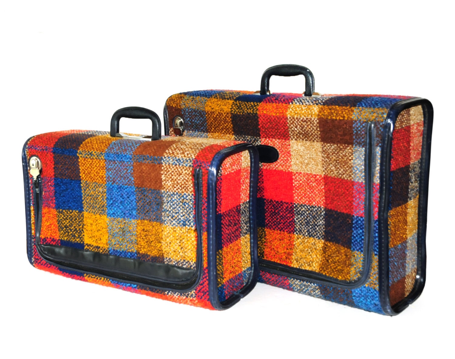 plaid luggage