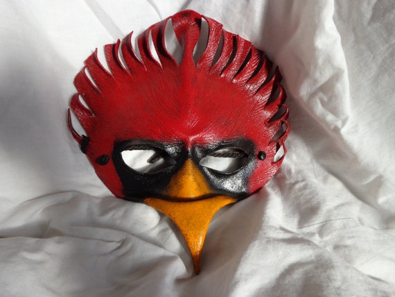 Leather Cardinal Bird Mask