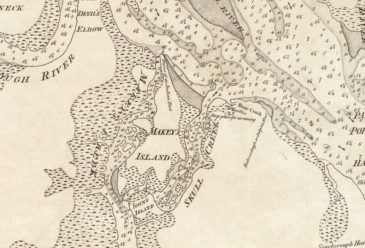 1773 Nautical Chart of Daufuskie Sound by AtomicPhoto on Etsy