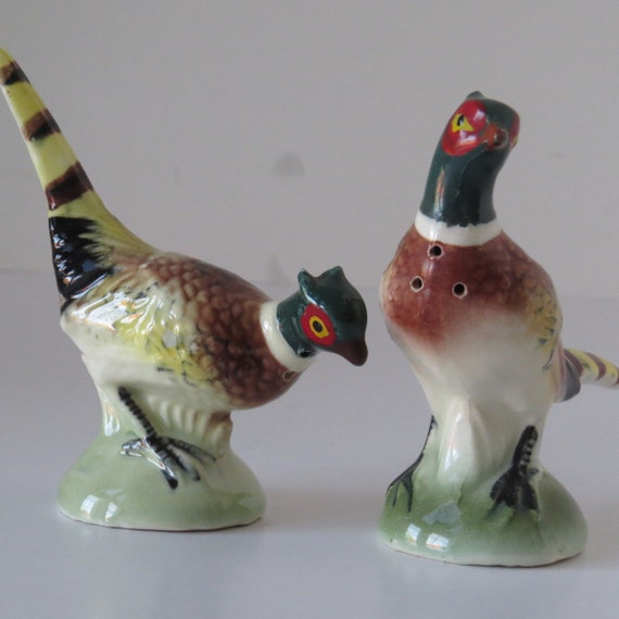 Vintage Pheasant Salt and Pepper Shakers by Ucagco Ceramics