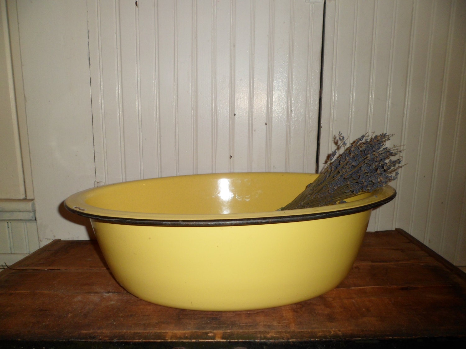 Rare Bright Yellow Enamel Baby Bath Tub Oval by thelongacreflea