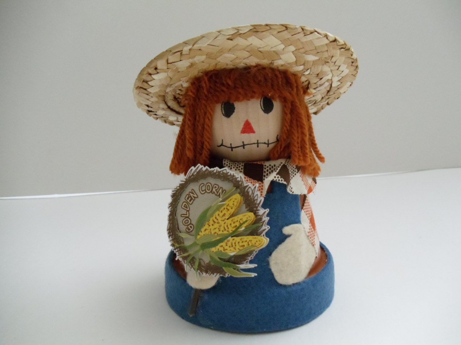 Clay Pot Scarecrow Fall Decor Doll Fall Home by NaturesWhimzy