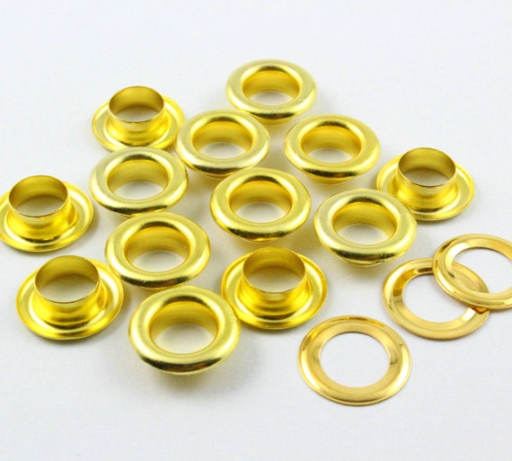 100Pcs 14mm Gold Round Grommet Eyelet JRG14
