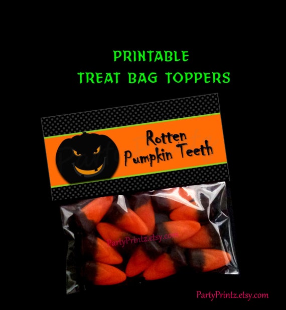 INSTANT DOWNLOAD - Printable - Rotten Pumpkin Teeth - Halloween Treat Bag Toppers Il_570xn