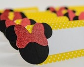 Yellow Dots Tent Place Card, Food Labels, Yellow and white Polka dots, Buffet Food Label, Yellow Place card Il_170x135