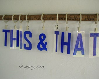 Vintage Sign Letters THIS & THAT Blue Acrylic Plastic Letters