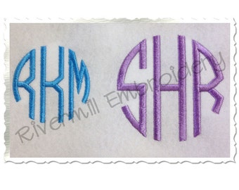Thin Circle 3 Letter Monogram Machine Embroidery Font Alphabet - 3 Sizes