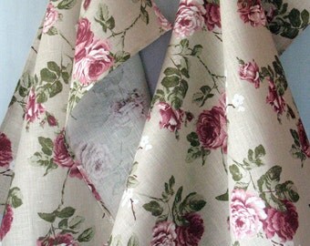 Linen Cotton Dish Towels Rose Flowers - Tea Towels set of 2