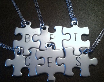 Personalized puzzle piece necklace, set of 6 , bridesmaids gifts,