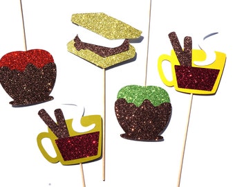 Autumn Treats Photo Booth Props - Fall Favorites Collection - Set of 5 Photo Booth Props with GLITTER- Limited Edition