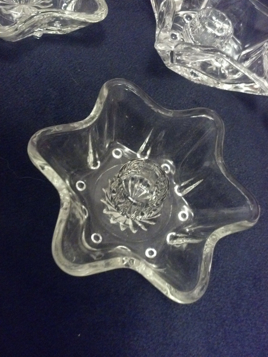 Vintage Star Candle Holders Clear Glass Taper Candle Holders