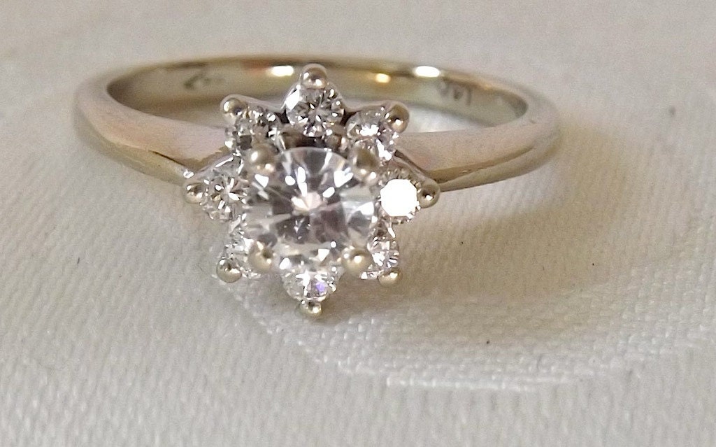 Vintage 14K Diamond Engagement Cluster Ring. Appraisal