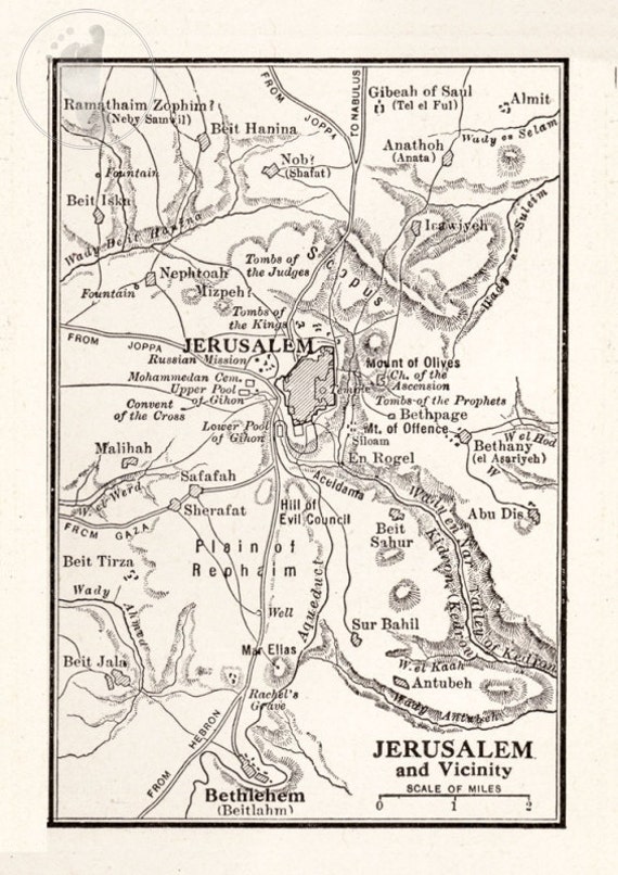 Map of the City of Jerusalem and Vicinity from The New by SGPrints