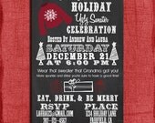 Holiday/Christmas Ugly Sweater Chalk Style Party 4x6 or 5x7 Invitation-Print at home-DIY Printable Il_170x135