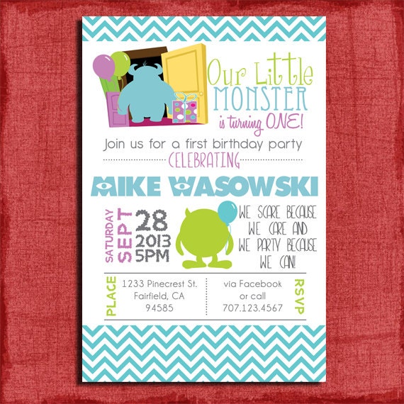 Monsters Inc 1St Birthday Invitations 10