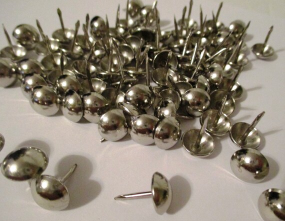 100 Upholstery Tacks Nails with Steel Nickel Finish 1/2