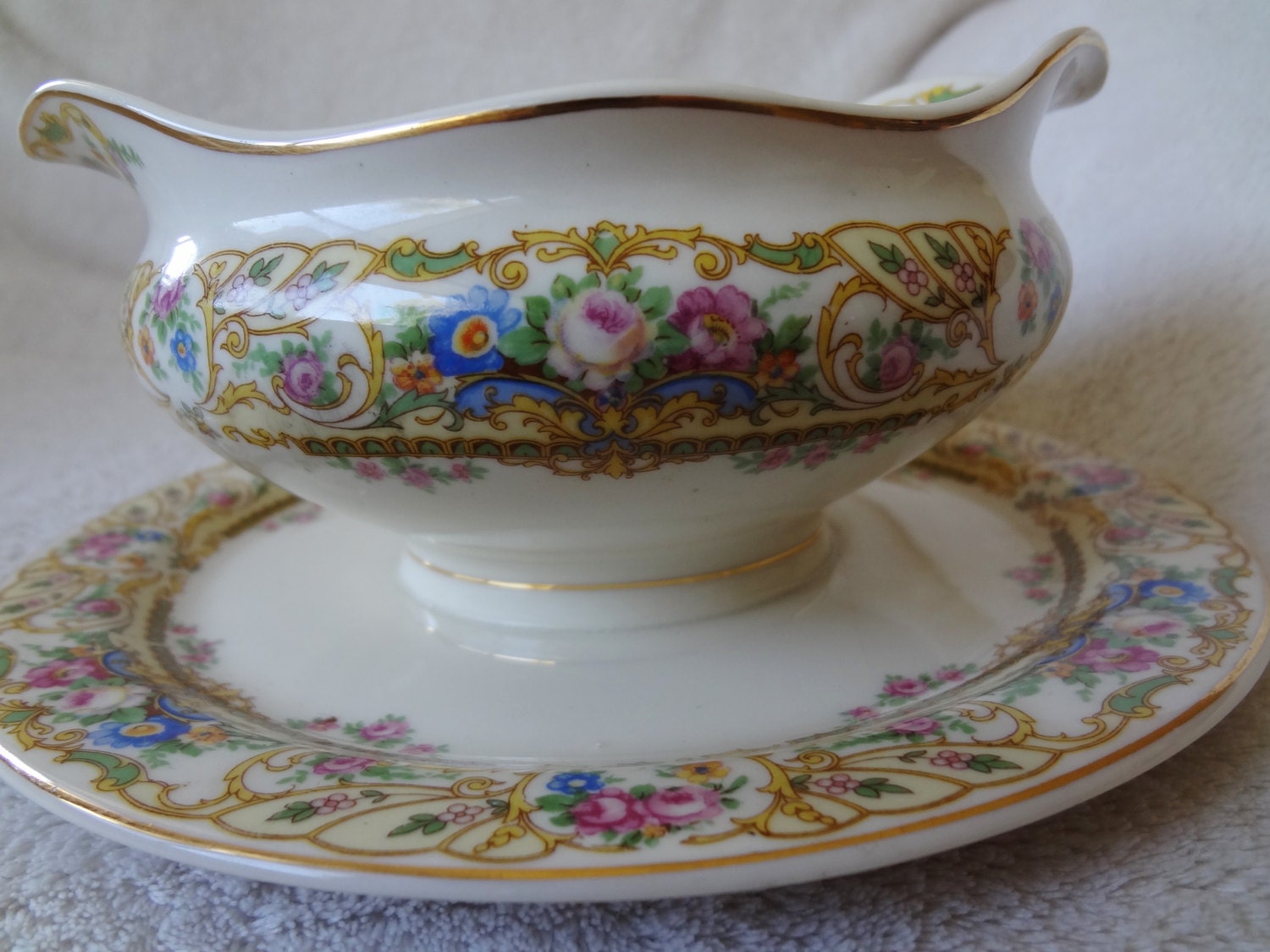 Vintage Syracuse China Old Ivory OPCO Rose Marie Floral Gravy