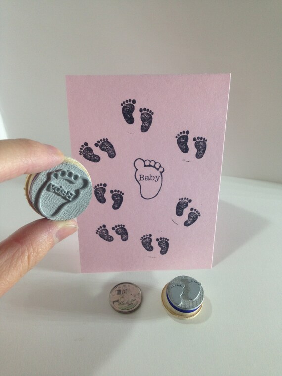Baby Feet Rubber Stamps Set You Get 2 different by etchythings