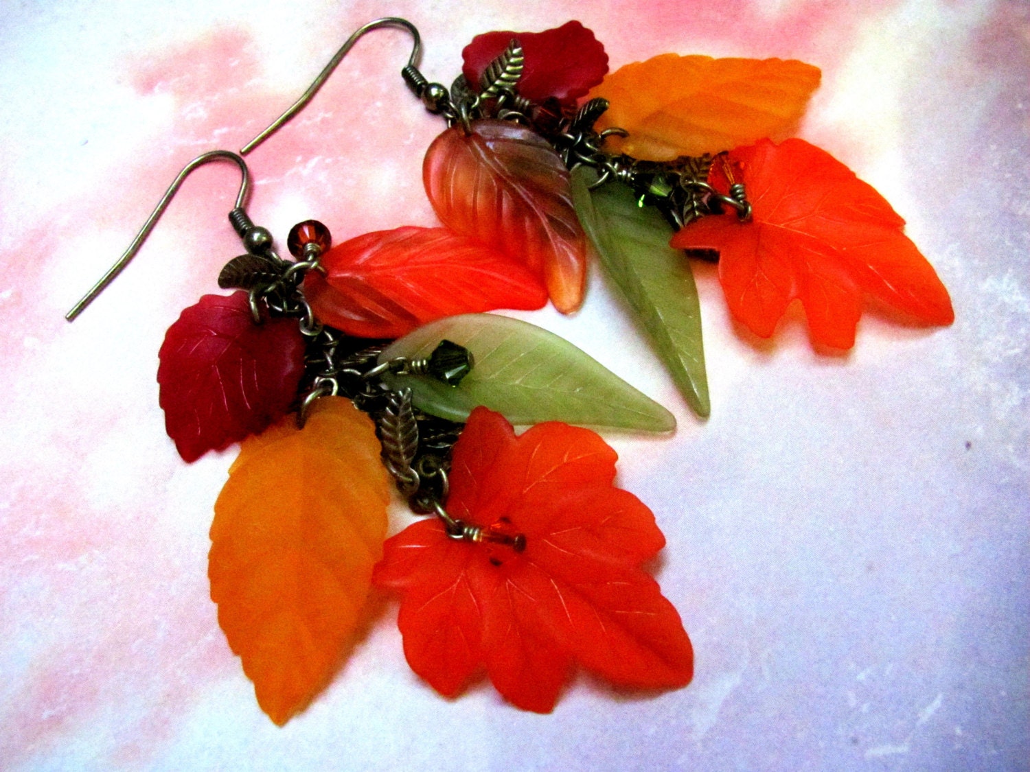 Lucite Fall Leaf Earrings Lucite Earrings Leaf Earrings