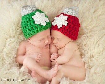 Snowflake Ornament Hat, baby snowflake hat, ornament hat prop, christmas hat, christmas ornament hat, newborn christmas prop